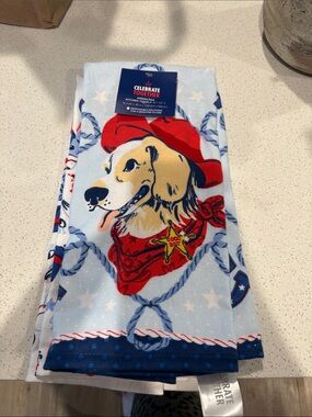 Celebrate Together Red & Light Blue Dog Cowboy Kitchen Towel